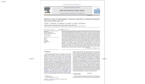 Biological control of paleomagnetic remanence acquisition in carbonate framework rocks of the Tahiti coral reef